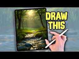 PROCREATE Landscape Drawing Tutorial in EASY STEPS - Spring Stream