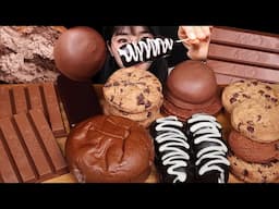 ASMR MUKBANG | 초코요거트꿀떡꼬치, 터녹스티케이크, 초코칩쿠키 초코 디저트 먹방! Korean convenience store CHOCO DESSERT EATING