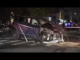 4 people hurt, including police officers, after 3-car crash in Brooklyn