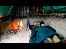 Building a shelter from branches and clay. Survival Skills