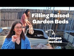 FILLING RAISED GARDEN BEDS | 2025 vegetable garden set up for a busy family