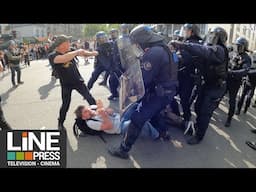 Défilé du 1er mai - Des incidents - Le PS malmené / Paris - France 01 mai 2025