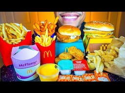 ASMR MCDONALDS MUKBANG BIG MAC CHICKEN NUGGETS BURRITO CINNAMON TWIST INTERNATIONAL MCFLURRY EATING