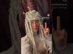 Yarn bombed wig 😆 Alias: Princess Falcor ready for the Wigs and Onesies dance party!