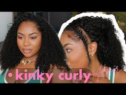Stop doing quick-weaves!? New kinky curly half wig best method for beginners + No Glue Method!