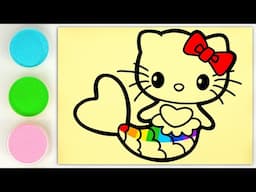 Sand Painting, Drawing, Coloring and Rhymes Song Hello Kitty Mermaid for Kids and Toddlers