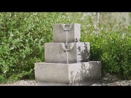 37cm Solar Tiered Coba Square Cascading Water Feature With Battery Backup and Lights By Solaray
