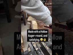 Perfect round tenon to use a Hollow Auger! #woodworking #handtools  #hollow auger #round tenon