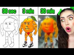 Drawing UDIN DIN DIN DUN in 30 sec, 3 min, 30 min!! (ITALIAN BRAINROT Long Slide Game)