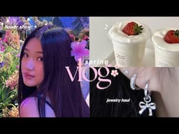 aesthetic spring vlog: flower show, cutting my bangs, walking 10k steps, jewelry haul, life update 🌷