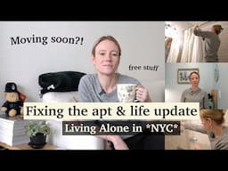 Living Alone in NYC: am I moving? Kitchen tour, fixing the bathroom, free apartment stuff 2025 VLOG