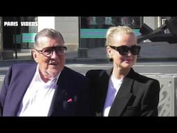 Laeticia Hallyday et Jean Claude Camus arrivent aux Obsèques de Philippe Labro le 13 juin 2025