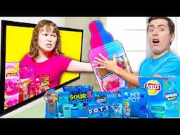 BLUE VS PINK FOOD CHALLENGE | EATING ONLY 1 COLOR OF FOOD IN 24 HOURS BY SWEEDEE