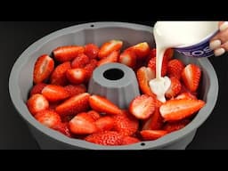 Nur 2 Zutaten! Ein fluffiges und wolkenzartes hausgemachtes Dessert mit Erdbeeren in 5 Minuten.
