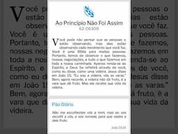 Pão Diário: Ao Princípio não foi Assim - WMB