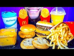 ASMR MCDONALDS WITH CHEESE SAUCE MUKBANG JERRY OREO MCFLURRY BIG MAC HASH BROWNS BIG BITES NO TALK