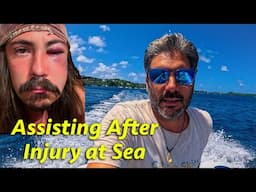 Sailors Helping Sailors - Head Injury After Dangerous Crash Jibe! (Calico Skies Sailing, Ep 256)