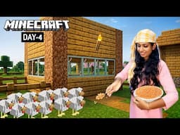 MINECRAFT DAY 4 - I Started A New Chicken Farm With My Incredible Skills 😁 !!
