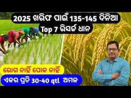 135-145 ଦିନିଆ Top 7 ରିସର୍ଚ୍ଚ ଧାନ 2025 ମସିହା ଖରିଫ ପାଇଁ Best ଧାନ କିସମ 30-40 qtl ଅମଳ