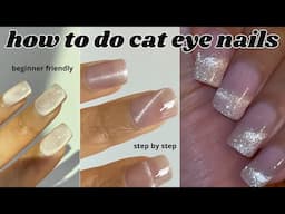 how to do cat eye magnetic gel nails at home, step by step tutorial, beginner friendly