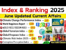 Index 2025 Current Affairs | Jan To June |  Index and Ranking 2025 | Important Index 2025 SSC NTPC