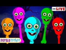🔴LIVE: Familia de dedos del esqueleto espeluznante | Canciones de Halloween | Pueblo Teehee
