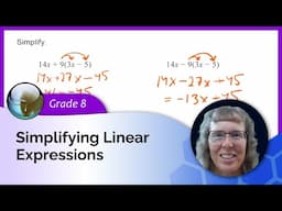 Simplifying linear expressions (8th grade math/algebra 1)
