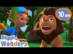 Roarrr! Blippi Learns to Be a Lion! 🦁🌾 | Kids Cartoons | Party Playtime!
