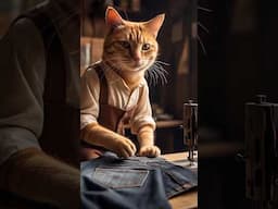 Kucing tukang permak jeans #cat #funny #trending #ai #catlover #short #viralvideo #kitten