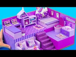 DIY Miniature House #90 Can You Build a Purple Unicorn Miniature House from Cardboard? Find Out Now🦄
