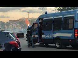 GUERRIGLIA URBANA VAMPE DI SAN GIUSEPPE le immagini degli scontri e l'intervento di polizia e VVF