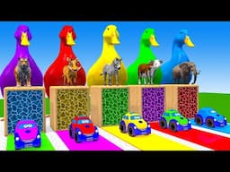 Long Slide Game With Elephant Gorilla Buffalo Hippopotamus Tiger - 3d Animal Game - Funny 3d Animals