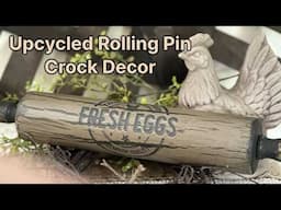 Beautiful Rustic Styled Crock w/ Upcycled Rolling Pins Upcycled 3 Ways