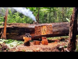 Bushcraft Alone, Building a Secret Shelter Inside the Roots of a Fallen Giant Tree / King Of Satyr