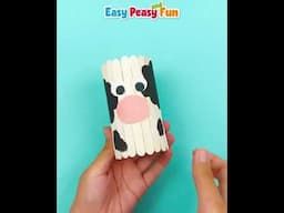 Cow Craft Made With Paper Roll and Craft Sticks