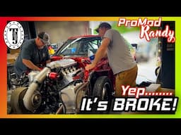 Not Good, not good at all!!!!  ProMod Randy’s car is BROKEN!