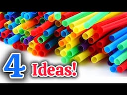 4 DIY Projects With Drinking Straws! Super Cool drinking straws Craft ideas | diy plastic straw