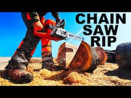 CHAINSAW CUTTING RIPPING AND A STUCK TRUCK... IN THE WOODYARD!