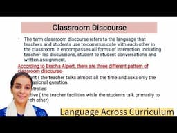 Classroom Discourse and Language rich Classroom/ For all teaching exams