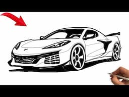 How to draw a CHEVROLET CORVETTE C8 - Super Sport Car Drawing 2025