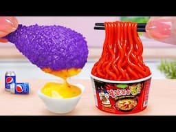 Best Of Street Food 💘 How To Make Miniature Purple Chicken and Buldak Noodles 💘 Tina Mini Cooking