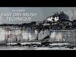 BEGINNERS Easy DRY-BRUSH WATERCOLOR Technique! Loose LANDSCAPE Watercolor PAINTING  Tutorial & Tips