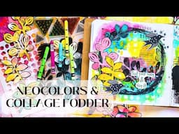 Art Journal Page with handmade Washi Tape & Neocolors