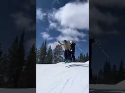 Tandem skis, should we run it back?  #outdoormaster #skiing