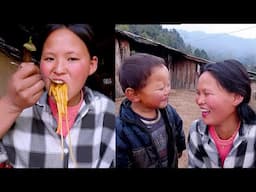 happy noodles time in the village || life in rural Nepal || @Ritarojan