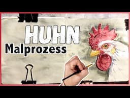 Eine Seite in meinem Skizzenbuch: Huhn mit Aquarell / Watercolor | Deutsch