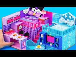 DIY Miniature House #89 KUROMI vs FROZEN with Two Bedroom, Kitchen and Living Room from Cardboard