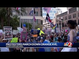 Downtown Orlando protesters march against Trump's local immigration enforcement