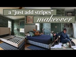 Adding Personality to a Room with Fabric | Striped Bed DIY & Patterned Lampshades