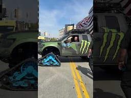 Ken Block's RaptorTRAX F-150 is located in the porte cochere! #petersenautomotivemuseum